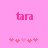 Pixelated pink background with 'tara' text and heart symbols, showing animation changes in heart positions.
