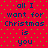 Red background with green dots and repeated blue text reading 'all I want for Christmas is you' in two