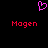 Pixelated pink heart symbol above two red 'Mogen' text instances on black background.