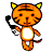 Pixelated orange cat with black stripes, yellow inner ears, brown nose, and white belly holding a black-and-white soccer ball.