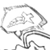 Static grayscale pixel art icon of a stylized character with flowing hair and dynamic pose, rendered in low-resolution 256x256 pixels with visible dithering and anti-aliasing on edges.