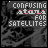 25 identical pixelated images showing 'CONFUSING STARS FOR SATELLITES' text over a grayscale satellite-like background with animated color changes in the word 'STARS'