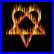 A two-frame contact sheet showing a fiery pentagram animation on the left and pixelated text reading "Pity Hearta gram" on the right, both against black backgrounds with blue borders.