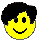 A 40x40 pixel animated contact sheet showing three frames of a yellow smiley face with black hair, arranged in a 2x2 grid with one gray placeholder frame.
