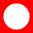 Four white circles arranged in a on a solid red background with no visible animation changes