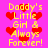 Pixelated yellow text on pink background reads "Daddy's Little Girl & Always Forever!" with red heart symbols scattered throughout.