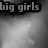 Black-and-white close-up of a person's face with text overlays reading 'big girls' and 'don't cry', showing partial facial features including eyes, nose, and lips.