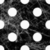 Black and white pixelated image with six circular white shapes arranged in a grid pattern on a dark background.