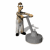 Animated sequence of a person in work attire operating a floor buffer on a circular base, showing motion
