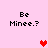 Pixelated text and heart symbols on a pink background, with two red hearts and one light pink heart visible across frames.