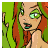 Pixelated cartoon character with green hair and red accents in two animated frames showing facial expression changes and text overlay.