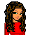 Pixel art contact sheet showing three frames of an animated icon with a woman's face, torso, and legs alongside red text reading "When He Says 'I Love You' Does He Mean It?"