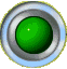 A 3x3 grid of identical green circular icons with metallic silver and light blue rings, displayed on a gray background.
