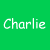 Green background with white text reading 'Charlie 7/14/82' and 'I Love and Miss you', gray rectangular area on right.