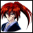 Pixelated anime-style character with long red hair and blue clothing, next to black background with white text reading "Anime IM" and "com".