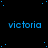 Blue text 'victoria' repeated across a black background with scattered blue dots, some dots forming faint star-like patterns.