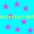 A static image with a bright cyan background filled with scattered pink stars and two horizontal lines of yellow pixelated text.
