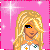 Pixel art contact sheet showing a blonde woman in a white dress with colorful crosses, holding a game controller, against pink sparkly background with text "gotta have louis vuitton".