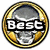 Circular icon with golden border and gray skull background, displaying text "Best" in white pixelated font on black bar.