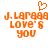 Pixelated orange text and heart symbol on white background, with two side-by-side versions showing identical content.