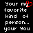 Pixelated text on black background with red heart symbol replacing 'y' in 'my', two identical side-by-side layouts.