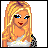 Pixel art contact sheet showing three frames of a female character with blonde hair, white crop top, and white pants with black straps, alongside pixelated text reading "memorized by you!".