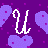 pixelated heart and 'u' icons in multiple color variations with dotted backgrounds