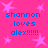 Pixelated pink background with light pink stars and blue text reading "shannon loves alex!!!!!!" in four identical quadrants.