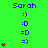 Green background displays 'Sarah' text above emoticons and red hearts in a pattern with animation changes
