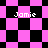 Pixelated pink and black checkered pattern with four instances of the text 'Jamie' in white pixel font across different sections.