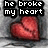 A red heart-shaped object with a crack appears in four , each containing text above it