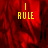 Red textured background with yellow text 'I RULE' in pixelated font, displayed across four showing sequential animation frames