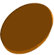 brown and orange circular shapes in various orientations, with one shape displaying an orange 'A' on a brown background