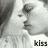 Black-and-white animation of two figures in profile kissing, with the word 'kiss' displayed below them.