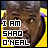 Pixelated image of a person with brown skin wearing yellow clothing, overlaid with bold black text reading "I AM SHAQ O'NEAL" on white rectangular backgrounds.