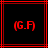 Red pixelated text (G.A) within red lines on black background, two identical frames side-by-side
