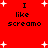 Red background with white starbursts and black text reading "I like screamo" in two identical sections.