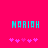 Bright pink background with cyan text 'MORIAH' and five purple star-like shapes below, two versions of the same layout side-by-side.