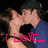 A four- shows a couple kissing, with pink text changing across from 'I LOVE' to 'LOGING' and then '21 87'