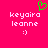 A bright pink background displays two identical pixelated text blocks with 'keyaira leanne' and a smiley face, each topped by a green heart outline.