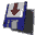 A sequence of pixelated blue and white icons with red downward arrows, showing progressive rotation and partial disassembly into separate components.
