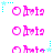 pink and cyan pixelated icons with text, featuring alternating 'Olivia' and 'Nata' labels and star accents