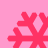 Four red snowflake icons on a pink background, each with distinct branching patterns and pixelated edges.