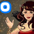 Pixelated cartoon woman with brown hair and red dress, hand raised in greeting, surrounded by colored letter overlays.