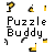 Static pixel art icon featuring yellow and black puzzle piece fragments surrounding the text "Puzzle Buddy" on a gray background.