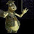 Static pixelated icon of a humanoid figure with outstretched arm against dark background, rendered in muted earth tones and yellow highlights.