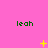 A pink background displays the name 'leah' in green text across three , with yellow star-like symbols changing position and form in each
