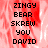Pixelated text reads ZINGY BEAR SKREW YOU DAVID over red and white background with gray section.