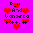 Pixelated text 'Ryan And Vanessa Forever' surrounded by red hearts on a bright pink background with visible pixelation and color bleeding.