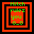Four identical pixelated frames display green text 'Mitch rulez you 0_0' over red and black layered squares with a black background.